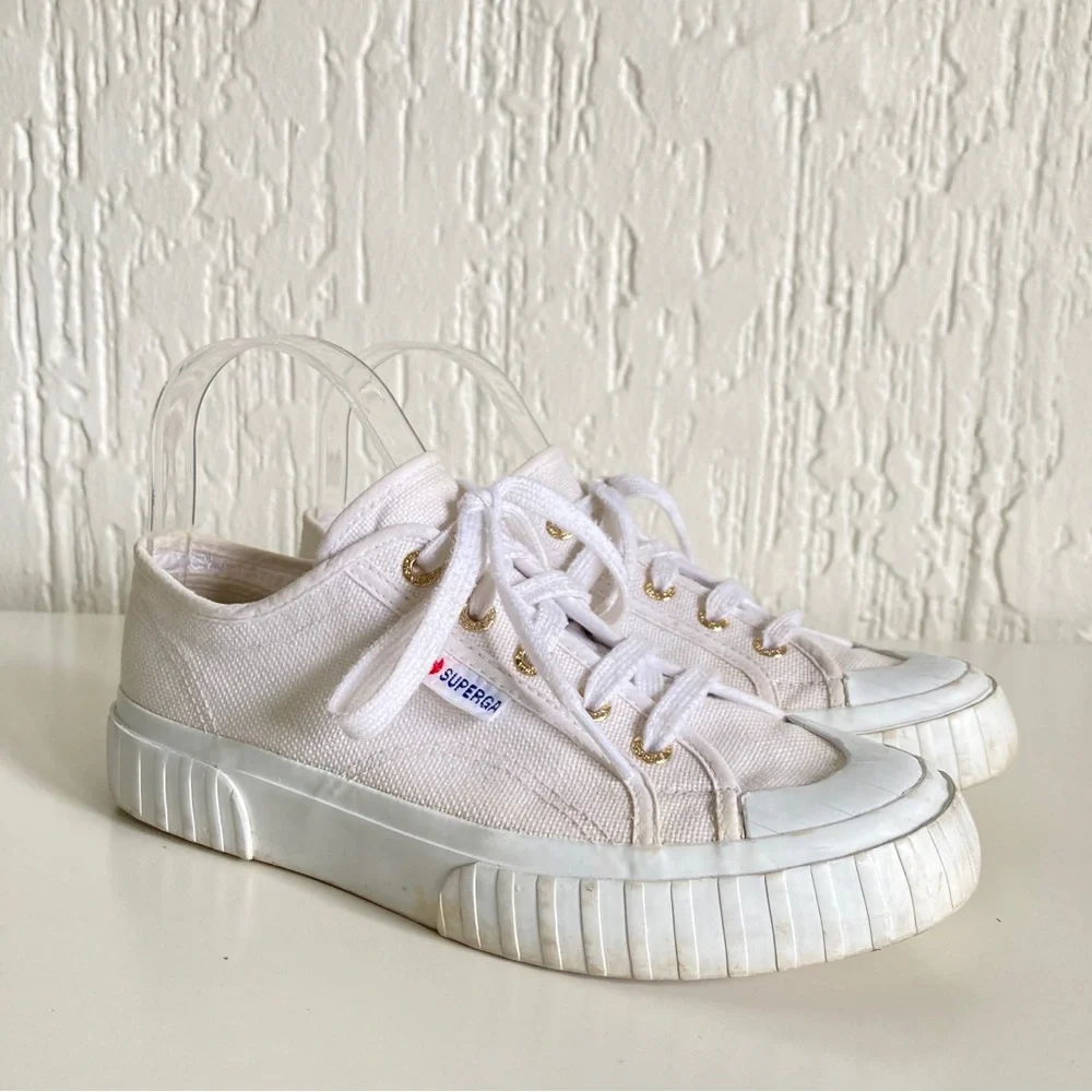 Superga White Canvas Sneakers Size 6.5